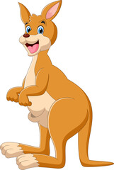 cute kangaroo cartoon on white background