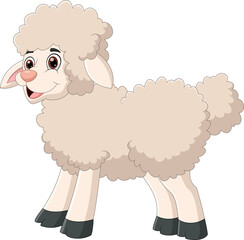 cartoon cute sheep on white background