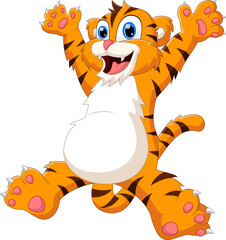 cartoon funny tiger pose and smile