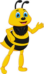cartoon bee posing standing and waving