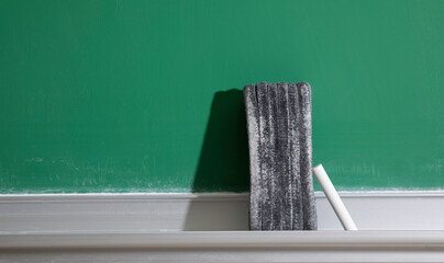 chalk and eraser on black board 