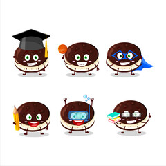 School student of chocolate dorayaki cartoon character with various expressions