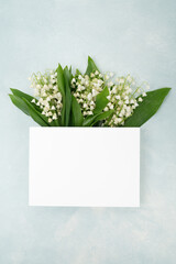 Blank stationery card with lily of the valley