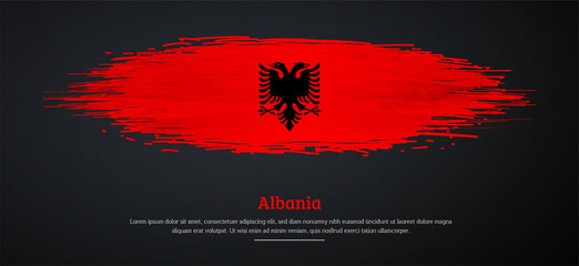 Happy independence day of Albania with watercolor grunge brush flag background