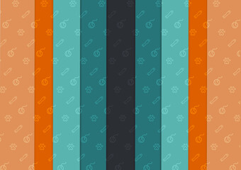 Striped background blue & orange/ cat pattern