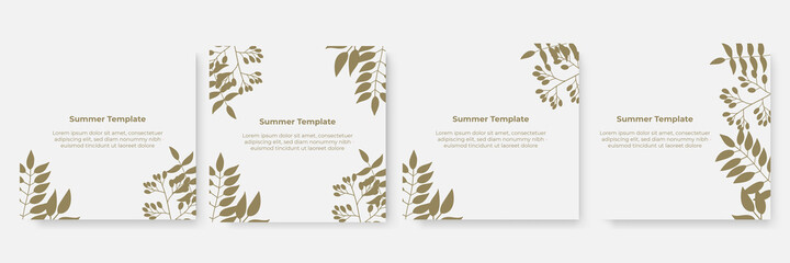 Vector set of social media stories design templates, backgrounds with copy space for text - summer landscape. Collection of abstract background designs, summer sale, social media promotional content. 