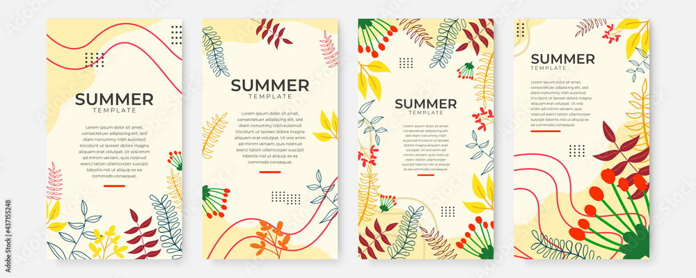 Poster vector set of social media stories design templates, backgrounds with copy space for text - summer l