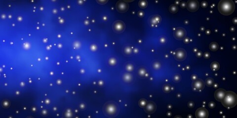 Dark BLUE vector template with neon stars.