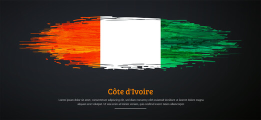 Happy independence day of Cote dIvoire with watercolor grunge brush flag background