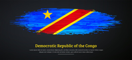 Happy independence day of Democratic Republic of the Congo with watercolor grunge brush flag background