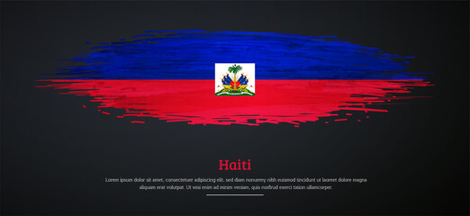 Happy independence day of Haiti with watercolor grunge brush flag background