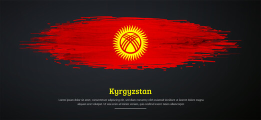 Fototapeta premium Happy independence day of Kyrgyzstan with watercolor grunge brush flag background