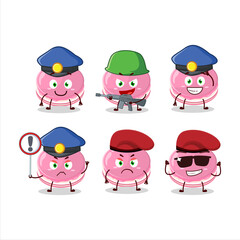 A dedicated Police officer of strawberry dorayaki mascot design style