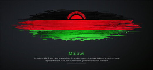 Happy independence day of Malawi with watercolor grunge brush flag background