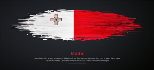 Happy independence day of Malta with watercolor grunge brush flag background