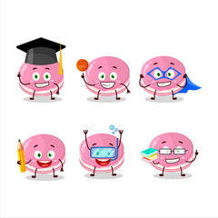 School student of strawberry dorayaki cartoon character with various expressions