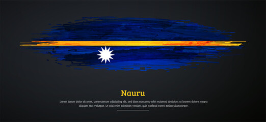Obraz na płótnie Canvas Happy independence day of Nauru with watercolor grunge brush flag background