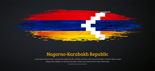 Happy independence day of Nagorno-Karabakh Republic with watercolor grunge brush flag background