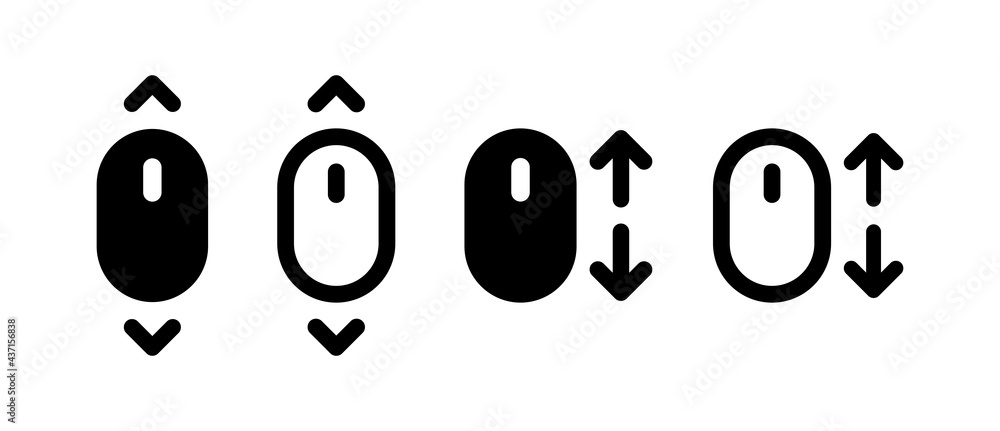 Poster Scroll down and up icon. Vector scrolling mouse  symbol isolated on white background