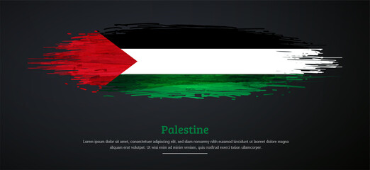 Happy independence day of Palestine with watercolor grunge brush flag background