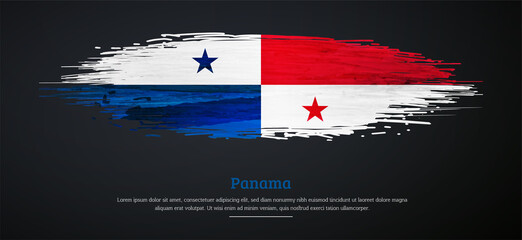 Happy independence day of Panama with watercolor grunge brush flag background
