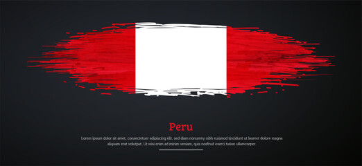 Happy independence day of Peru with watercolor grunge brush flag background
