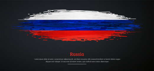 Happy national day of Russia with watercolor grunge brush flag background