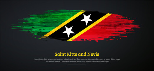 Obraz na płótnie Canvas Happy independence day of Saint Kitts and Nevis with watercolor grunge brush flag background