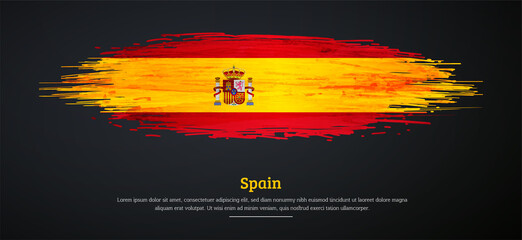 Happy national day of Spain with watercolor grunge brush flag background