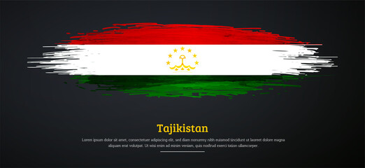 Happy independence day of Tajikistan with watercolor grunge brush flag background