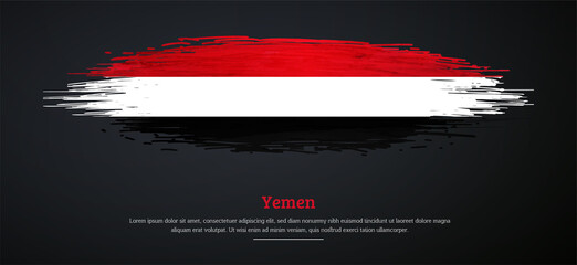 Happy independence day of Yemen with watercolor grunge brush flag background