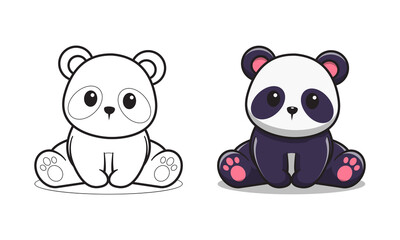 Cute panda is siting cartoon coloring pages