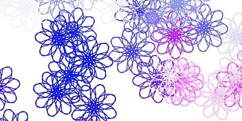 Light Pink, Blue vector natural artwork with flowers.