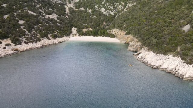 kayaking at the blue cave beach, Cres Island, Croatia