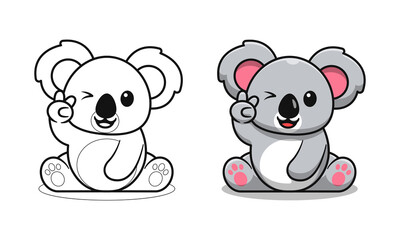 Cute koala is sitting cartoon coloring pages for kids