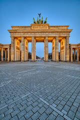 The Brandenburg Gate in Berlin at dawn with no people © elxeneize