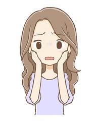 不安になる私服女性（上半身）