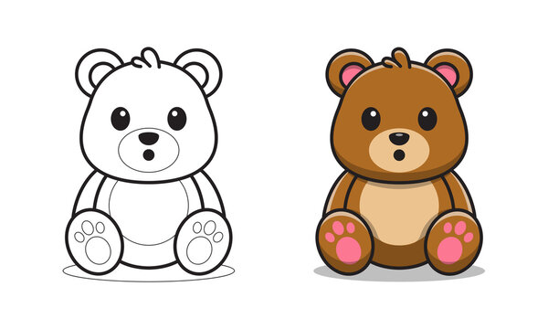 Cute bear is sitting cartoon coloring pages