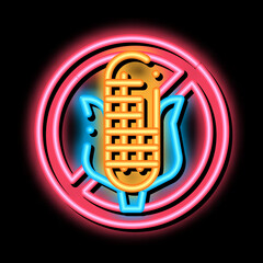 Allergen Free Sign Corn neon light sign vector. Glowing bright icon transparent symbol illustration