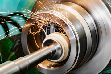 Metal grinding, internal grinding with an abrasive wheel on a high-speed spindle of a circular...