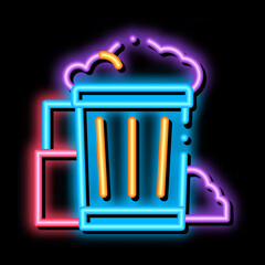Container With Rubbish Trash neon light sign vector. Glowing bright icon transparent symbol illustration
