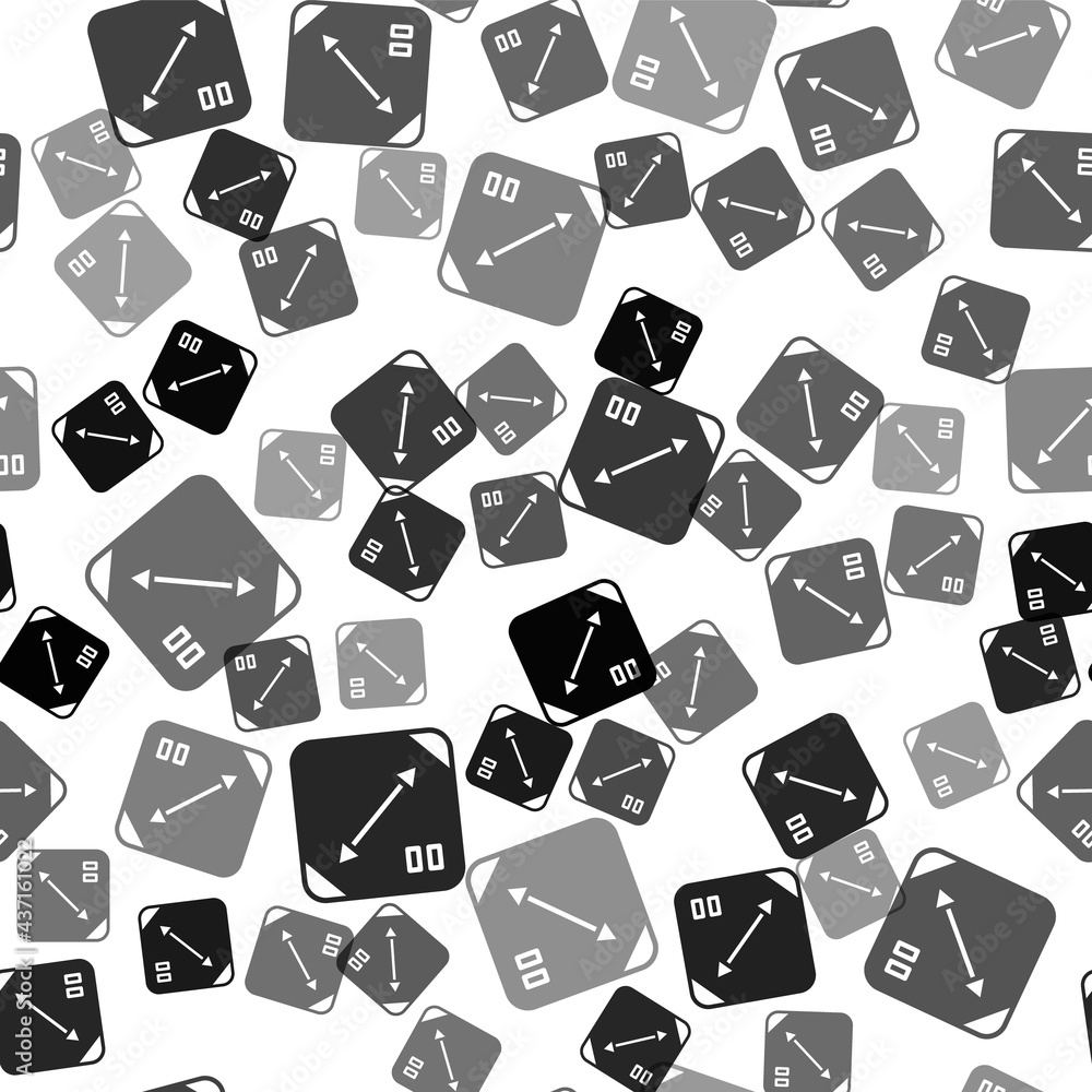 Poster black diagonal measuring icon isolated seamless pattern on white background. vector