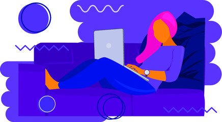 People character surrounded with gadgets flat design concept illustration vector