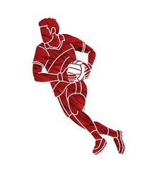 Gaelic Football Sport Male Player Action Cartoon Graphic Vector - obrazy, fototapety, plakaty
