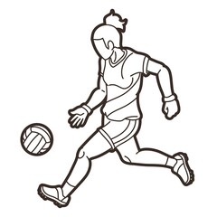 Gaelic Football Sport Female Player Action Cartoon Graphic Vector - obrazy, fototapety, plakaty