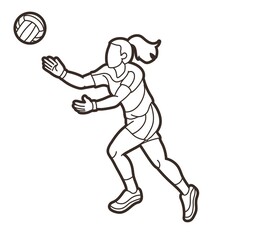 Gaelic Football Sport Female Player Action Cartoon Graphic Vector