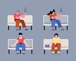 people in subway chairs