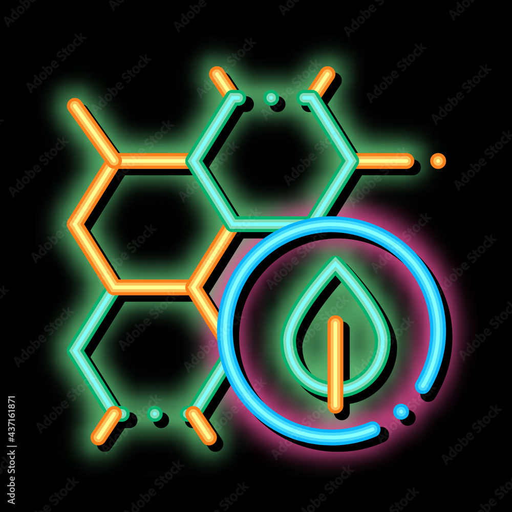 Wall mural Cosmetic Ingredient Honey neon light sign vector. Glowing bright icon transparent symbol illustration