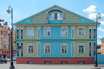 View of the colorful old tatar house at old Tatar Settlement.