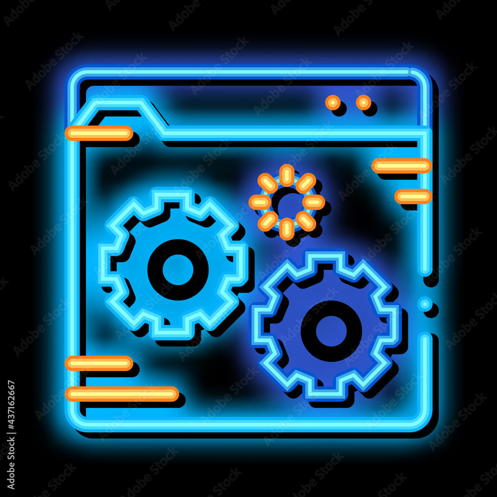 Poster fixing file coding system neon light sign vector. glowing bright icon transparent symbol illustratio